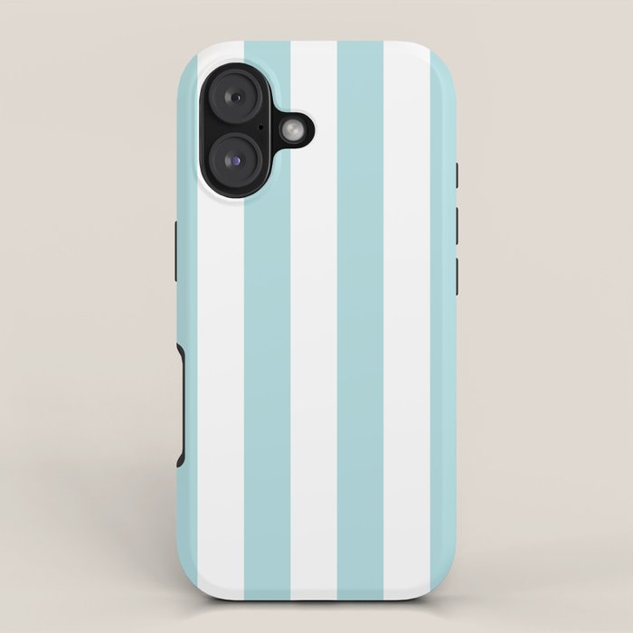 Vertical Stripes in Light Robins Egg Blue and White iPhone Case Gallery Image 1