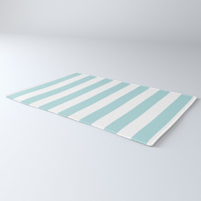 Vertical Stripes in Light Robins Egg Blue and White Rug Gallery Image 3