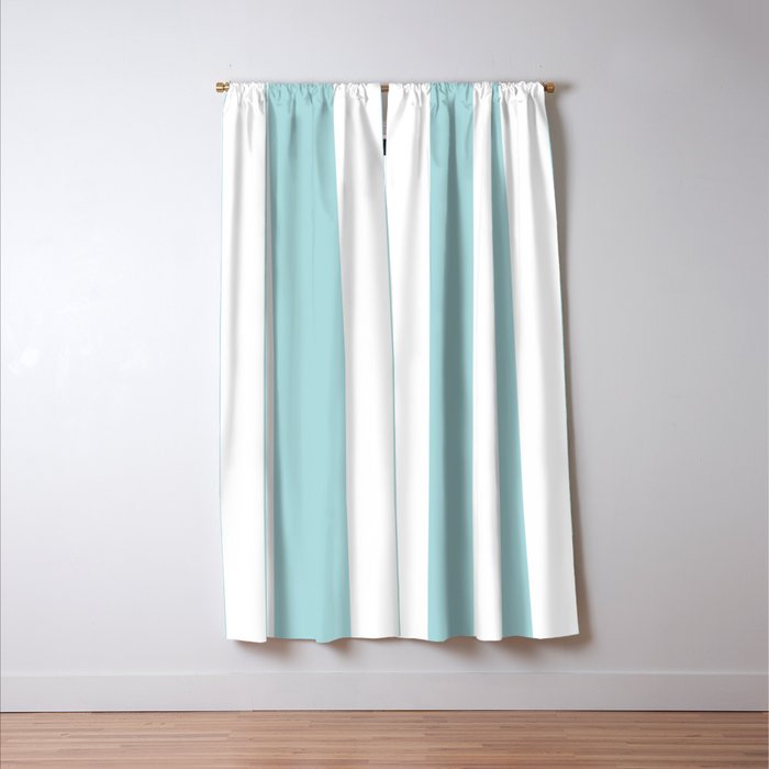 Vertical Stripes in Light Robins Egg Blue and White Window Curtain Gallery Image 3