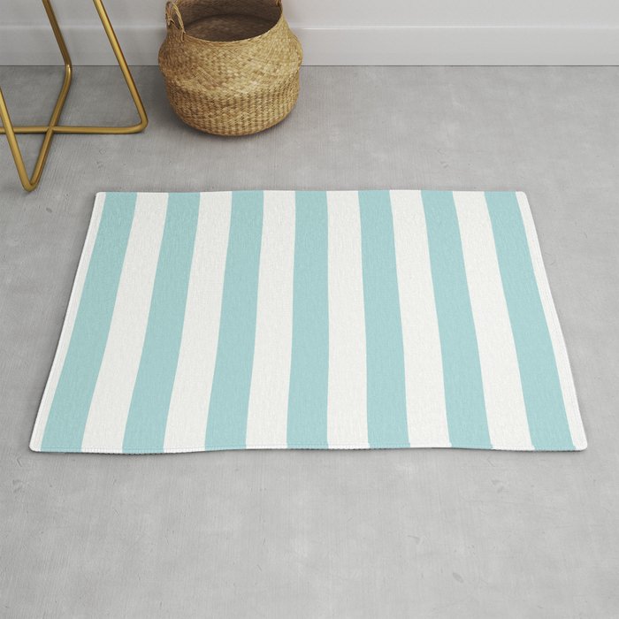 Vertical Stripes in Light Robins Egg Blue and White Rug Gallery Image 1