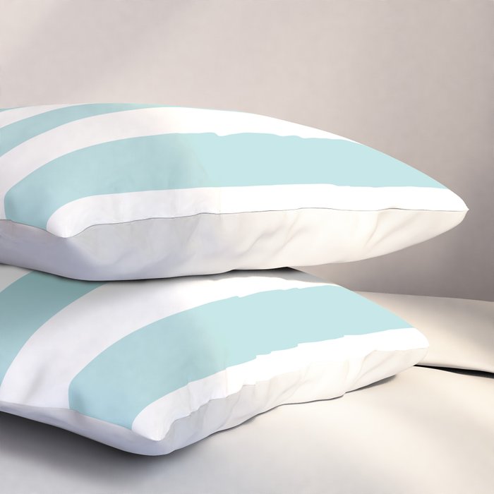 Vertical Stripes in Light Robins Egg Blue and White Pillow Sham Gallery Image 3