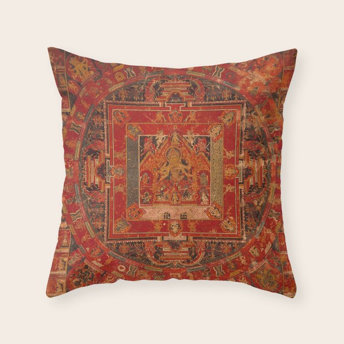 Buddhist Mandala of Vasudhara Nepal 1495 Throw Pillow Gallery Image 6