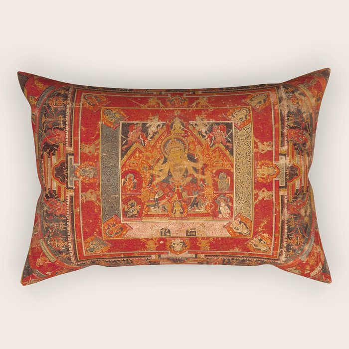 Buddhist Mandala of Vasudhara Nepal 1495 Rectangular Pillow Gallery Image 2