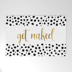 Get Naked Sign, Funny Bathroom Art, Black, White and Gold Welcome Mat Gallery Image 1