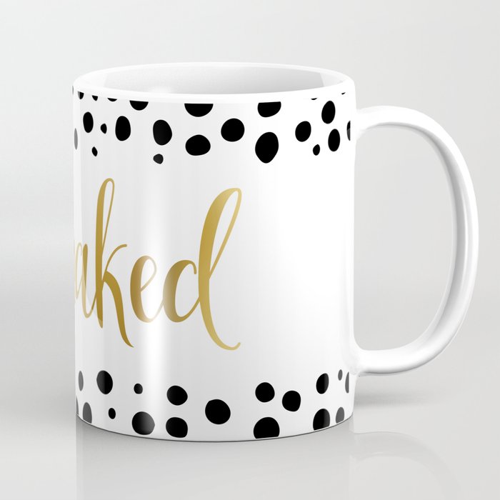 Get Naked Sign, Funny Bathroom Art, Black, White and Gold Coffee Mug Gallery Image 1