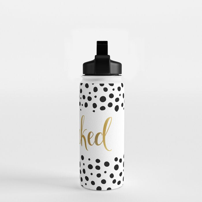 Get Naked Sign, Funny Bathroom Art, Black, White and Gold Water Bottle Gallery Image 2