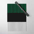 Colour Pop Stripes in Green - White and Black Wrapping Paper Gallery Image 1