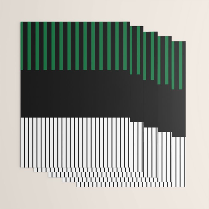 Colour Pop Stripes in Green - White and Black Wrapping Paper Gallery Image 3