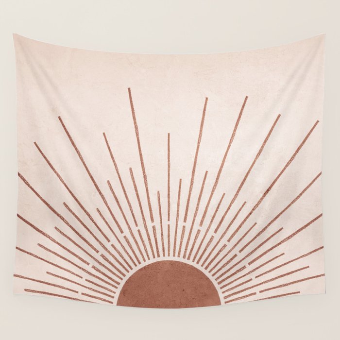 Boho Sun no. 5 Terracotta Wall Tapestry Gallery Image 4