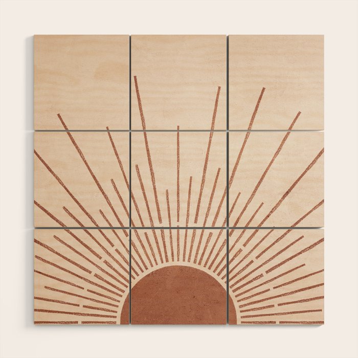 Boho Sun no. 5 Terracotta Wood Wall Art Gallery Image 1