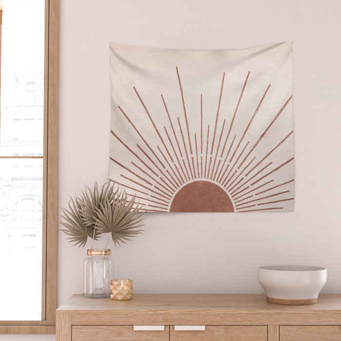 Boho Sun no. 5 Terracotta Wall Tapestry Gallery Image 2