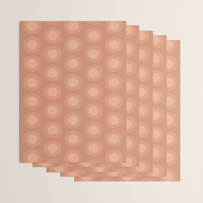 Boho Summer Sun Pattern XII Peach Wrapping Paper Gallery Image 3