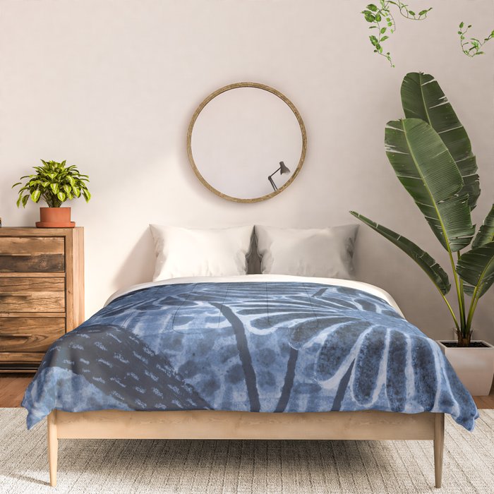 Daisies in Country Field Painting in Navy Blue Comforter Gallery Image 3