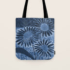 Daisies in Country Field Painting in Navy Blue Tote Bag Gallery Image 1