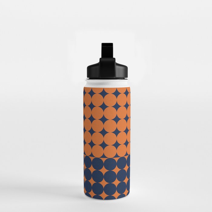 Abstraction Shapes 30 in vintage Orange and Navy Blue Water Bottle Gallery Image 2
