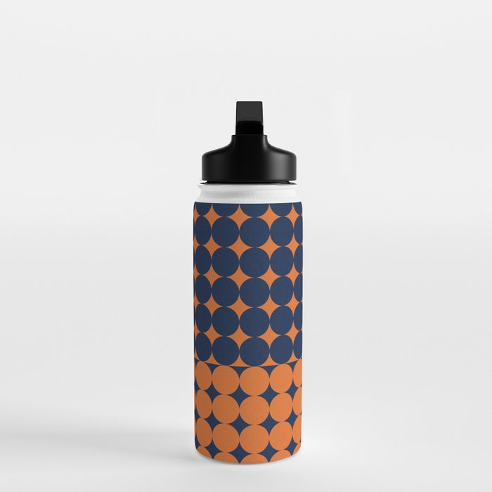 Abstraction Shapes 30 in vintage Orange and Navy Blue Water Bottle Gallery Image 3