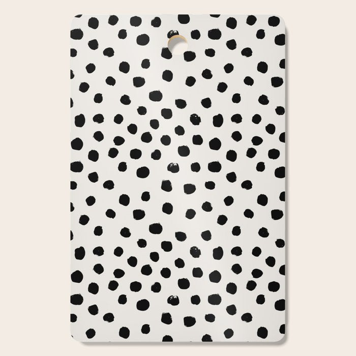 Preppy brushstroke free polka dots black and white spots dots dalmation animal spots design minimal Cutting Board Gallery Image 1