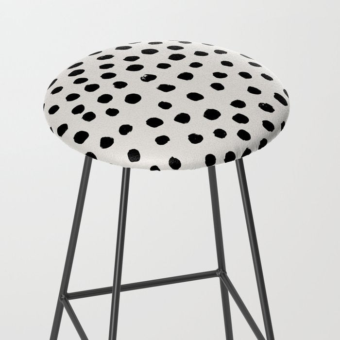Preppy brushstroke free polka dots black and white spots dots dalmation animal spots design minimal Stool Gallery Image 2