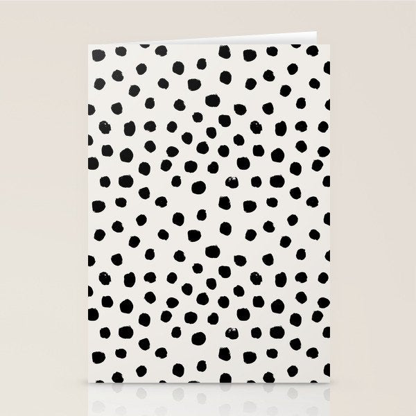 Preppy brushstroke free polka dots black and white spots dots dalmation animal spots design minimal Stationery Card Gallery Image 2