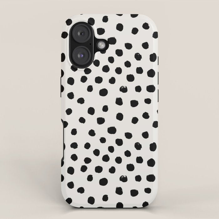 Preppy brushstroke free polka dots black and white spots dots dalmation animal spots design minimal iPhone Case Gallery Image 1