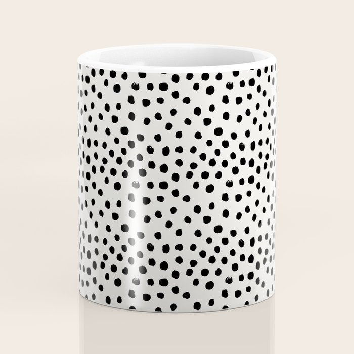 Preppy brushstroke free polka dots black and white spots dots dalmation animal spots design minimal Coffee Mug Gallery Image 4