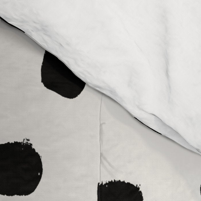 Preppy brushstroke free polka dots black and white spots dots dalmation animal spots design minimal Comforter Gallery Image 4