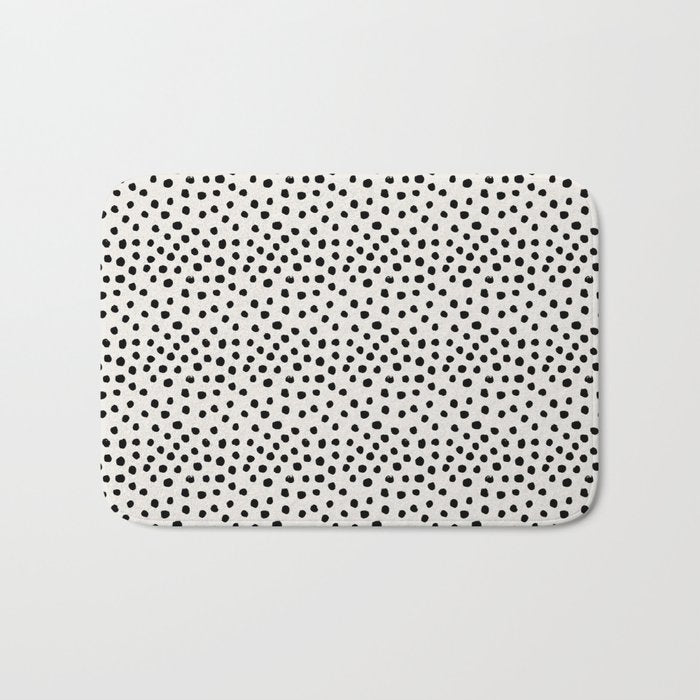 Preppy brushstroke free polka dots black and white spots dots dalmation animal spots design minimal Bath Mat Gallery Image 1