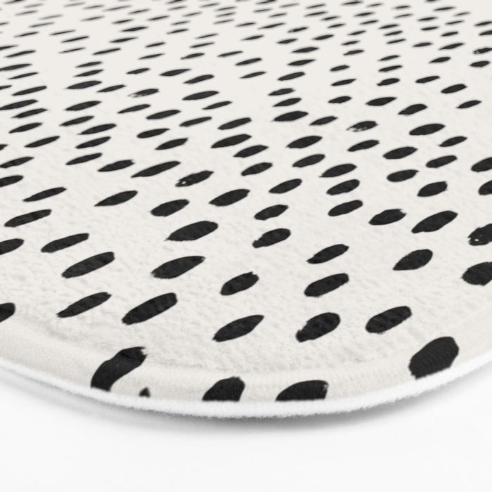 Preppy brushstroke free polka dots black and white spots dots dalmation animal spots design minimal Bath Mat Gallery Image 3