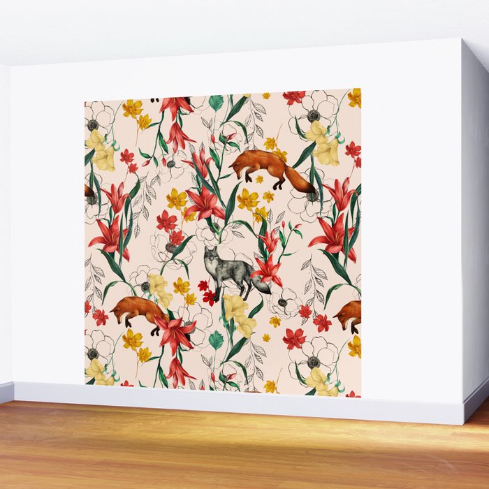 Floral Fox Wall Mural Gallery Image 2