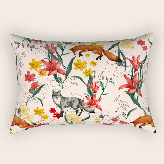 Floral Fox Rectangular Pillow Gallery Image 1