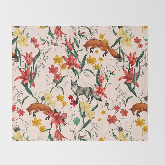Floral Fox Throw Blanket Gallery Image 2