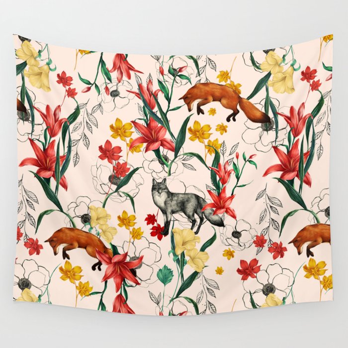 Floral Fox Wall Tapestry Gallery Image 4