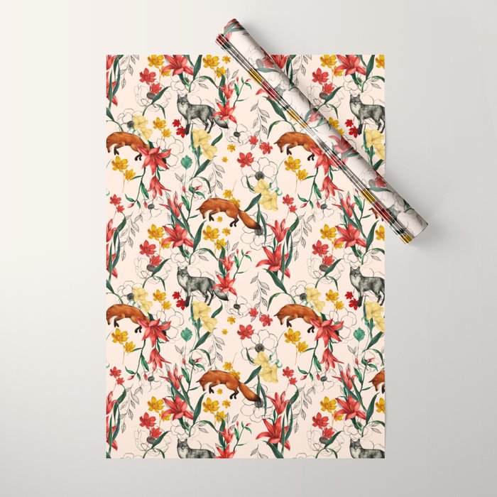 Floral Fox Wrapping Paper Gallery Image 1