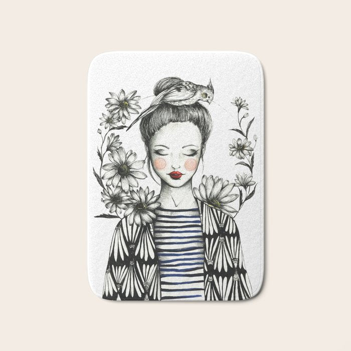 Girl and Bird Bath Mat Gallery Image 1