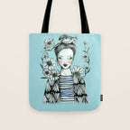 Girl and Bird Tote Bag Gallery Image 1