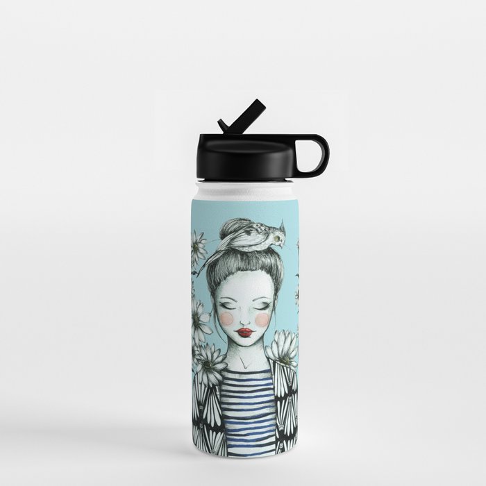 Girl and Bird Water Bottle Gallery Image 1