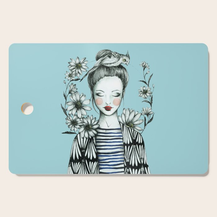 Girl and Bird Cutting Board Gallery Image 1