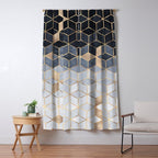 Soft Blue Gradient Cubes Window Curtain Gallery Image 5