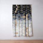 Soft Blue Gradient Cubes Window Curtain Gallery Image 3