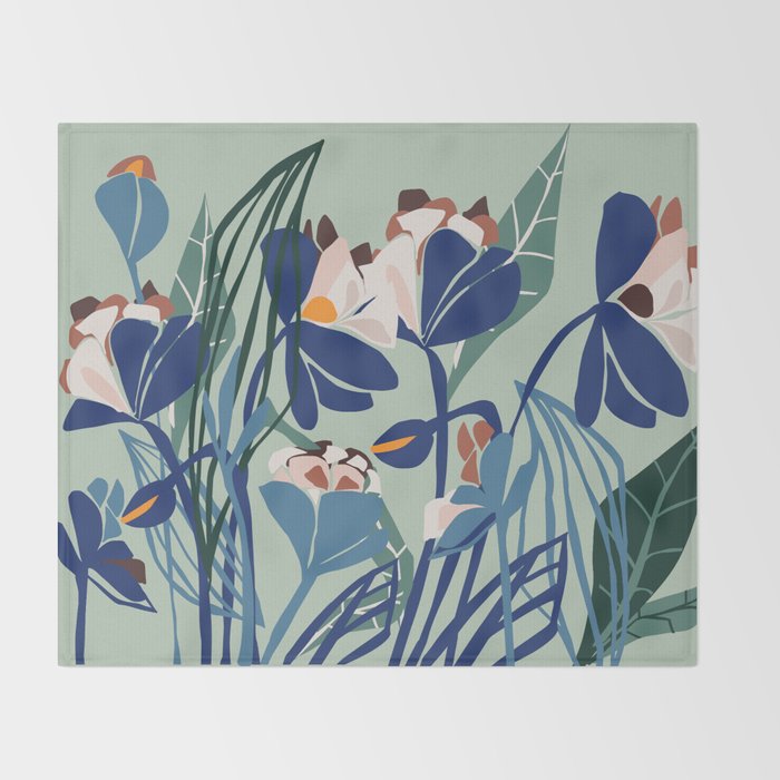 Beauty outside - mint floral Throw Blanket Gallery Image 2