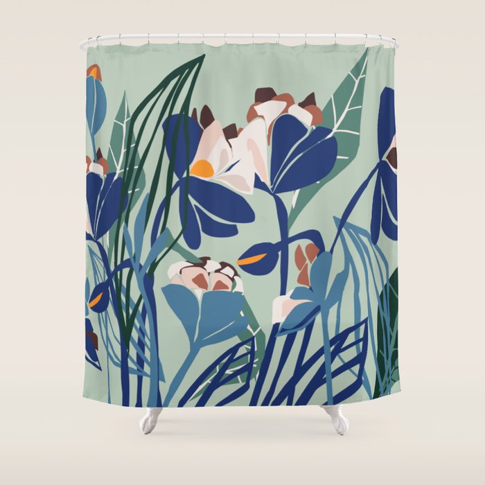 Beauty outside - mint floral Shower Curtain Gallery Image 1