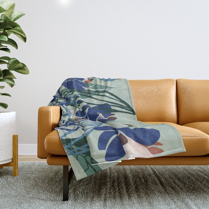 Beauty outside - mint floral Throw Blanket Gallery Image 1