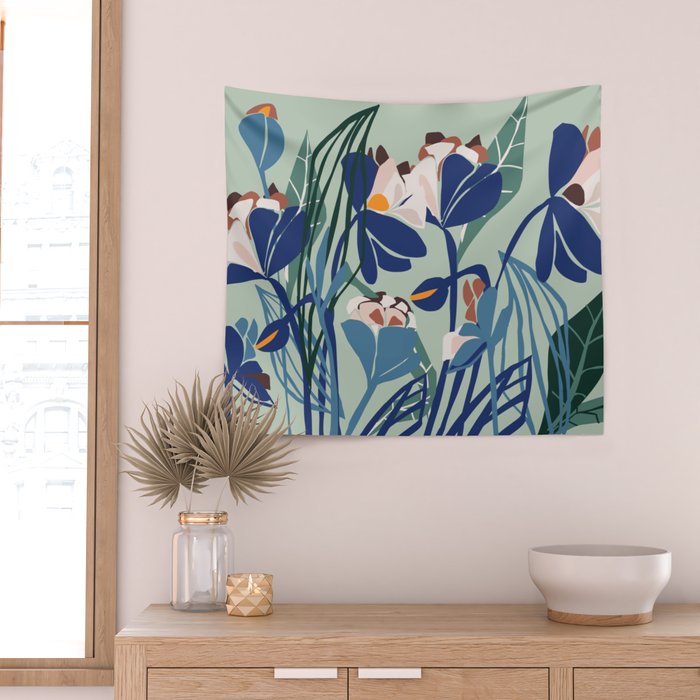 Beauty outside - mint floral Wall Tapestry Gallery Image 2