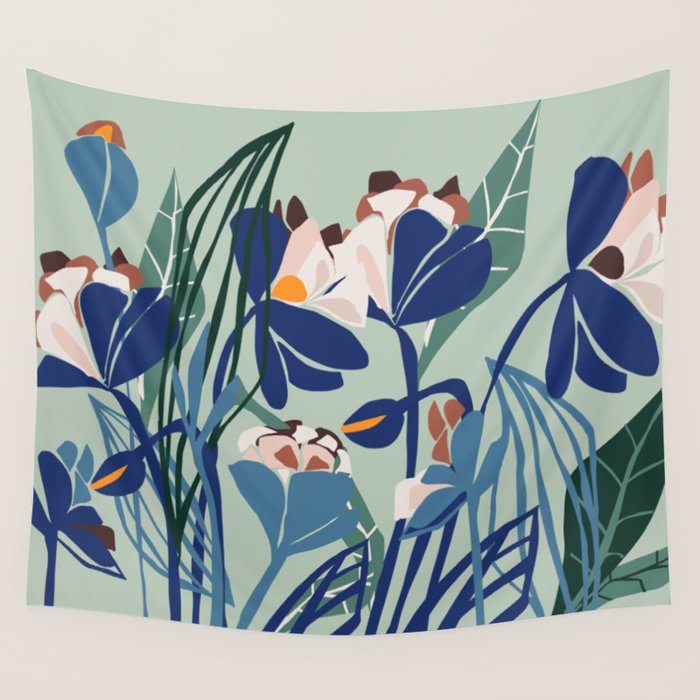 Beauty outside - mint floral Wall Tapestry Gallery Image 4