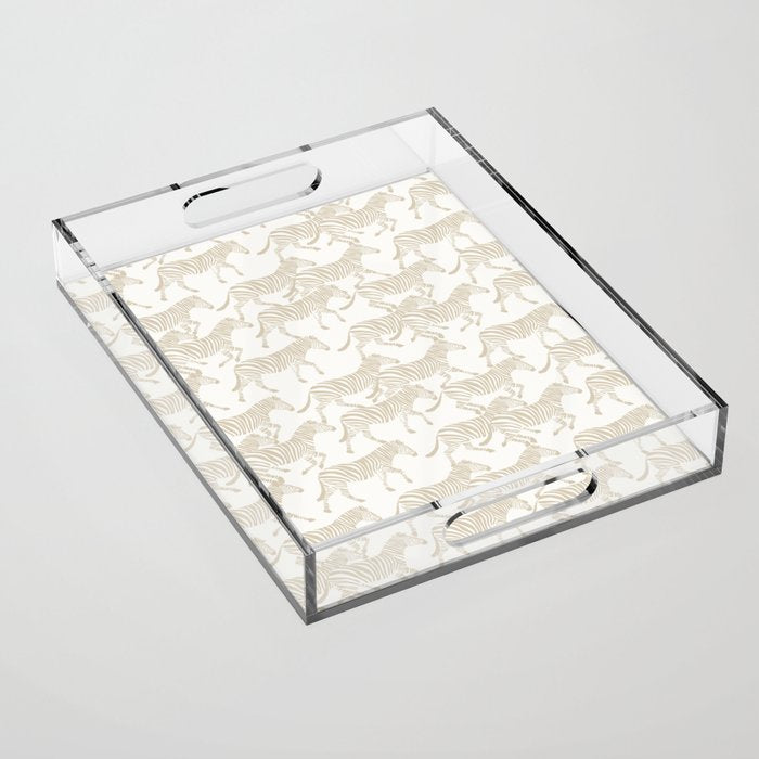Zebras in tan Acrylic Tray Gallery Image 1