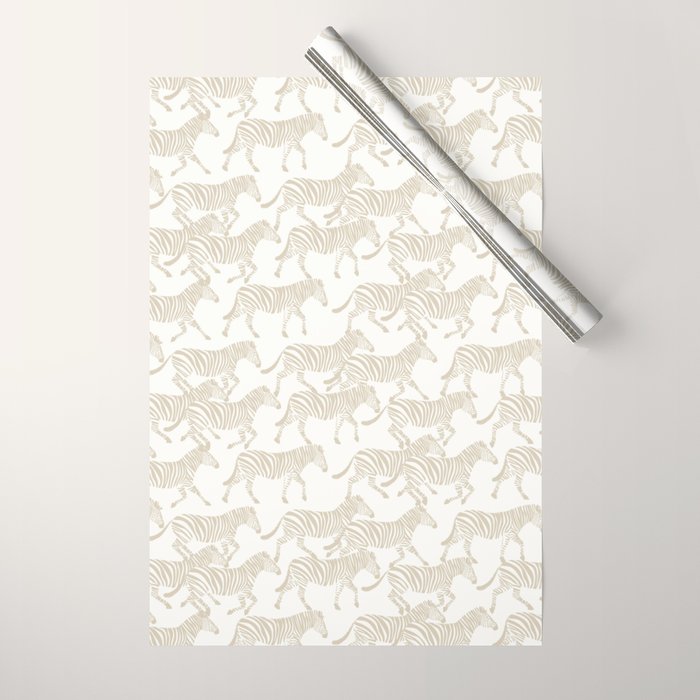 Zebras in tan Wrapping Paper Gallery Image 1