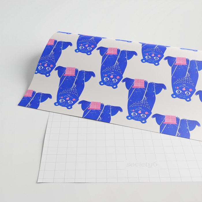 Blue Christmas Bear Wrapping Paper Gallery Image 2