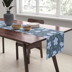 Moody Botanical Blooms on Slate Blue Table Runner Gallery Image 2