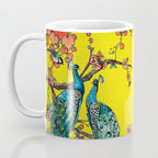 Vintage Oriental Peacocks, Peonies, Birds & Pagodas Print Coffee Mug Gallery Image 3