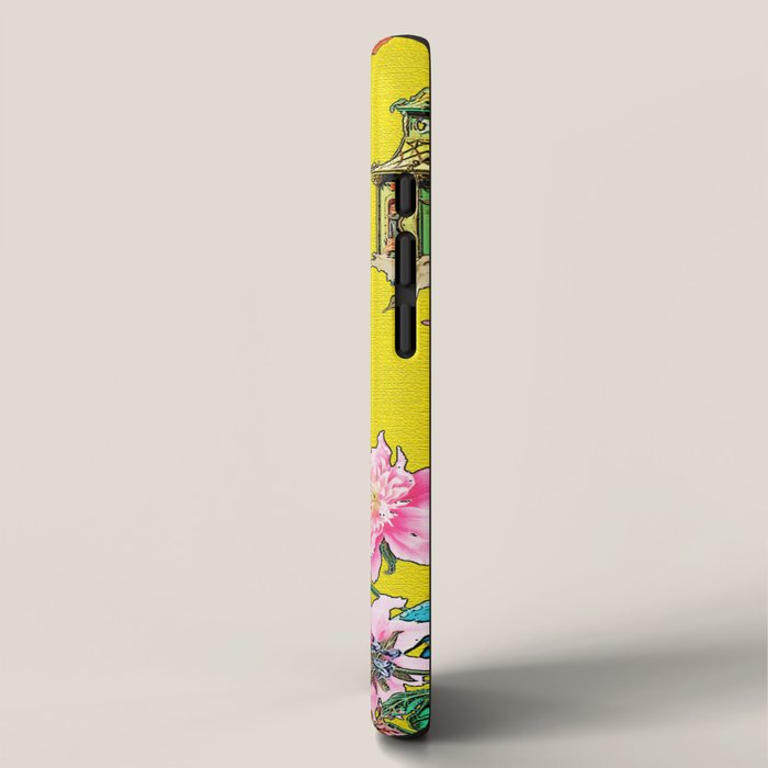 Vintage Oriental Peacocks, Peonies, Birds & Pagodas Print iPhone Case Gallery Image 2